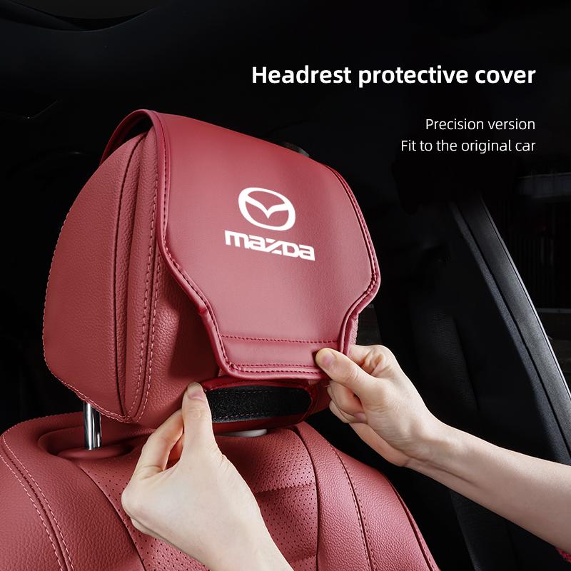 2Pcs Quality Leather Car Seat Headrest Covering Accessories For Mazda 6 2 3 CX50 CX60 BT-50 CX5 CX30 MX-5 CX3 CX8 Atenza CX80 FF20