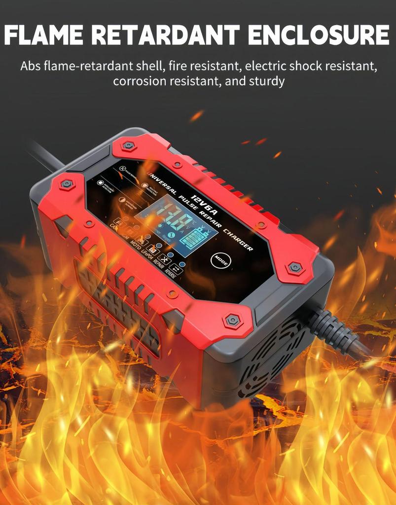 12V Car and Motorcycle Battery Charger, 6A