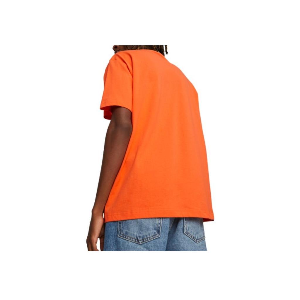 Puma Logo Pattern Round Casual Loose Short Sleeve T-Shirt Men Tops Bright-Orange 678357-60