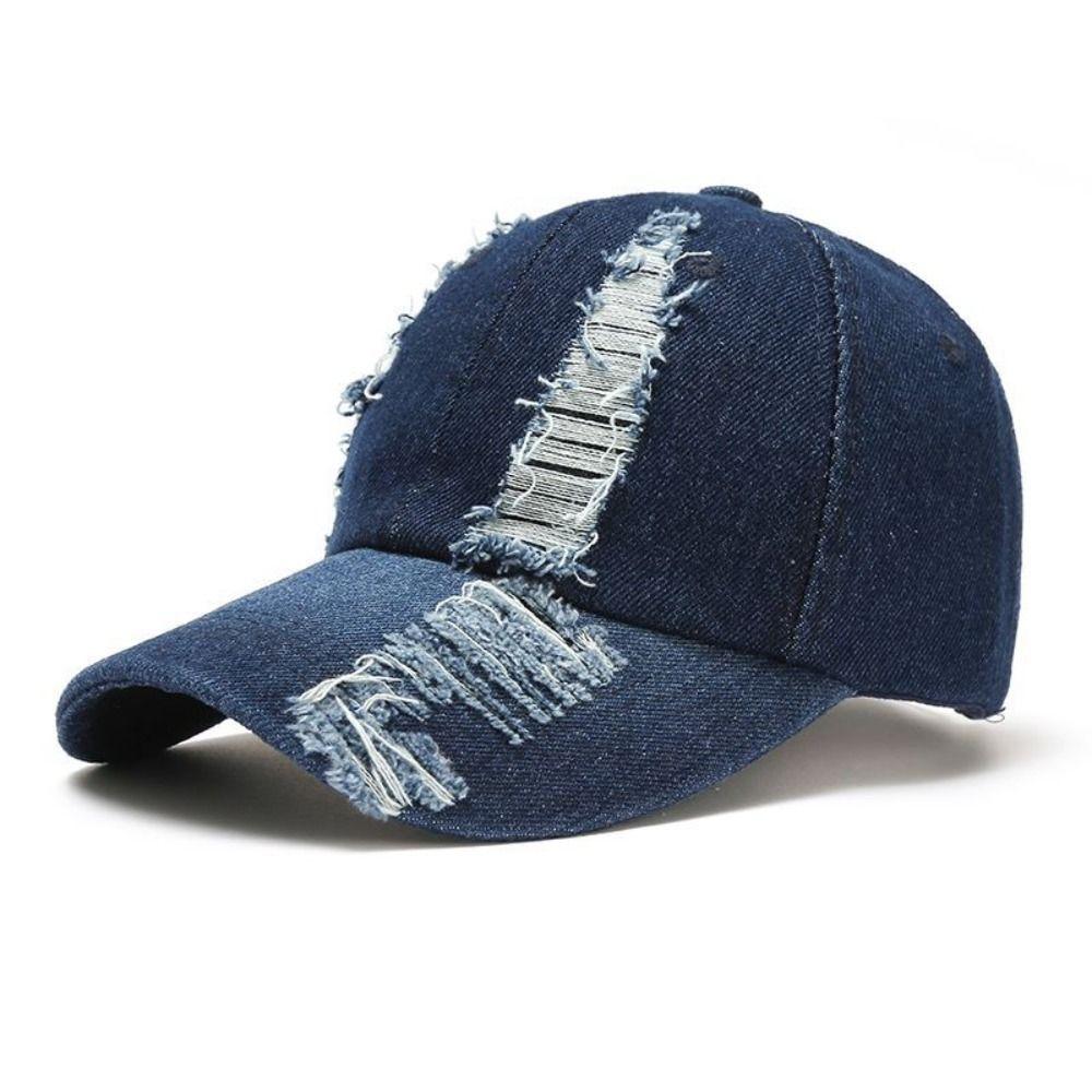 Fashion WASHED DENIM Vintage Distressed Hole Cap Denim Baseball Caps Sunscreen Hats Baseball Hats