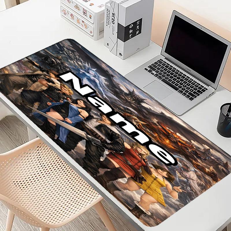 Custom Name Personalized Final Fantasy Pattern Mousepad, Laptop PC Desk Mat, Decorative Desk Mat for Home Keyboard Pad Gift