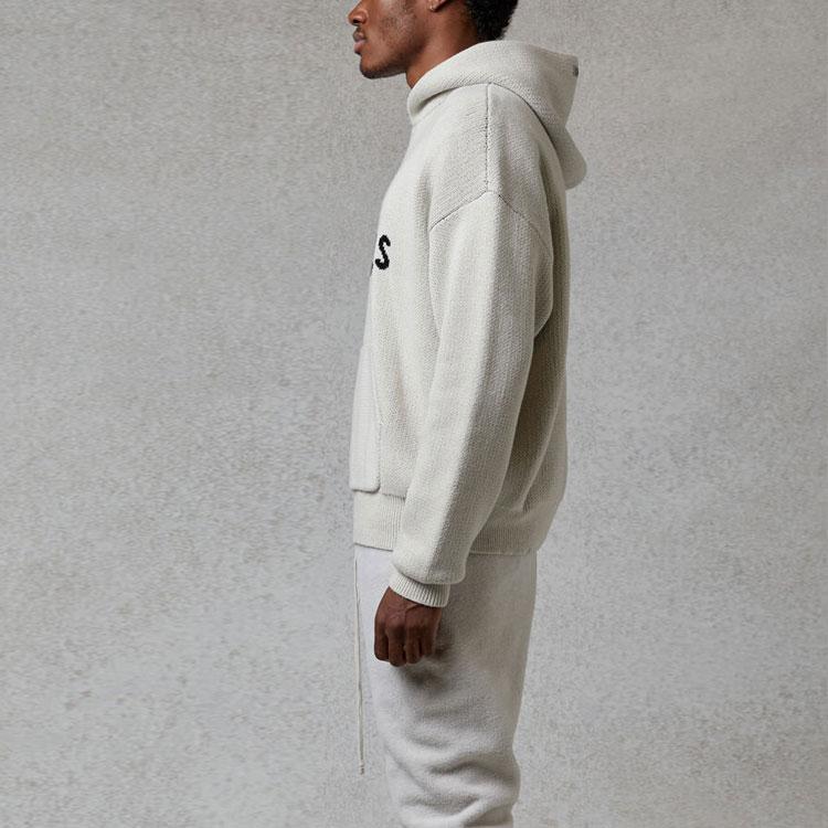 Fear of God Essentials Fw20 Knit Hoodie With Letter Logo And Fleece Lining Unisex Hoodie Oatmeal FOG-FW20-334
