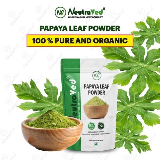 NeutraVed Papaya Leaf Powder I Supports Healthy Blood Platelets & Digestion I Herbal Supplement for Normal Blood Sugar Levels Natural- 100g