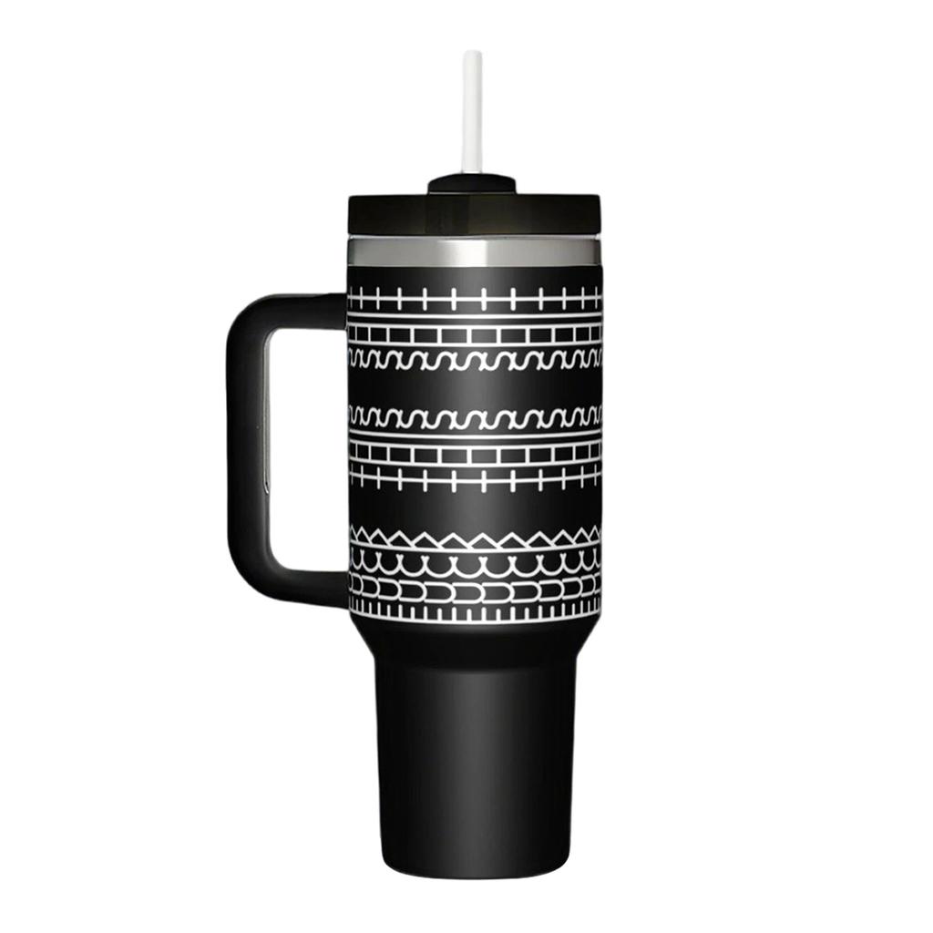 40 oz Stainless Tumbler with Handle and Straw, Large Capacity Cup for Hot & Cold Drinks