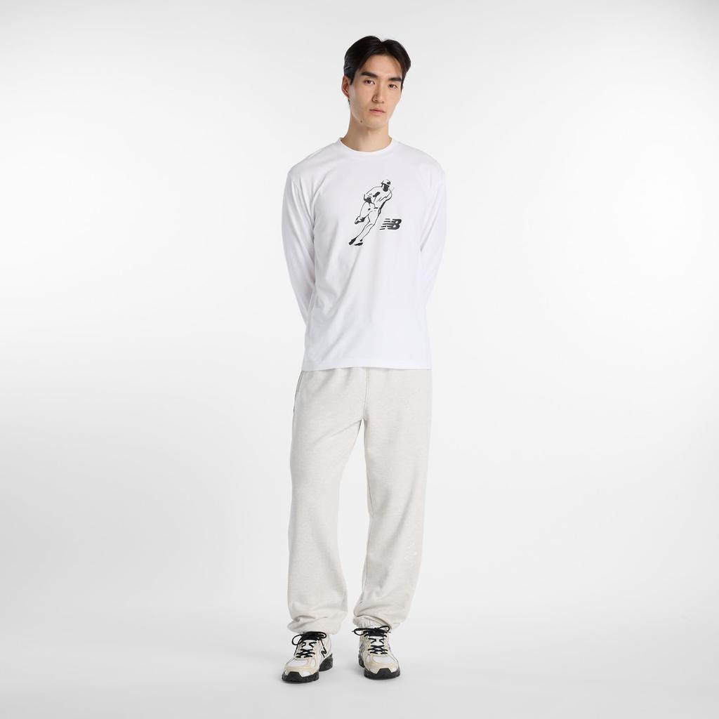 New Balance Shohei Ohtani Always On Logo Langarm Mittleres Herren-T-Shirt (MT6129GV), Weiß,