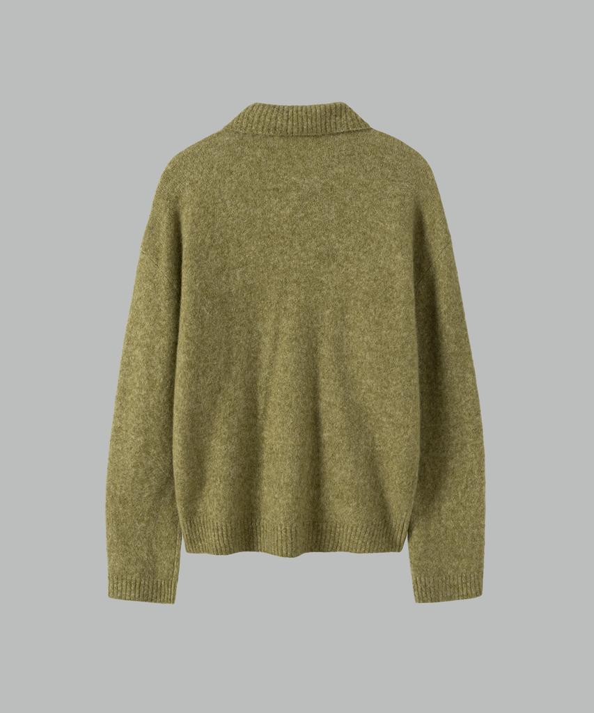 NONBLANK Mohair Crop Collar Knit_Khaki