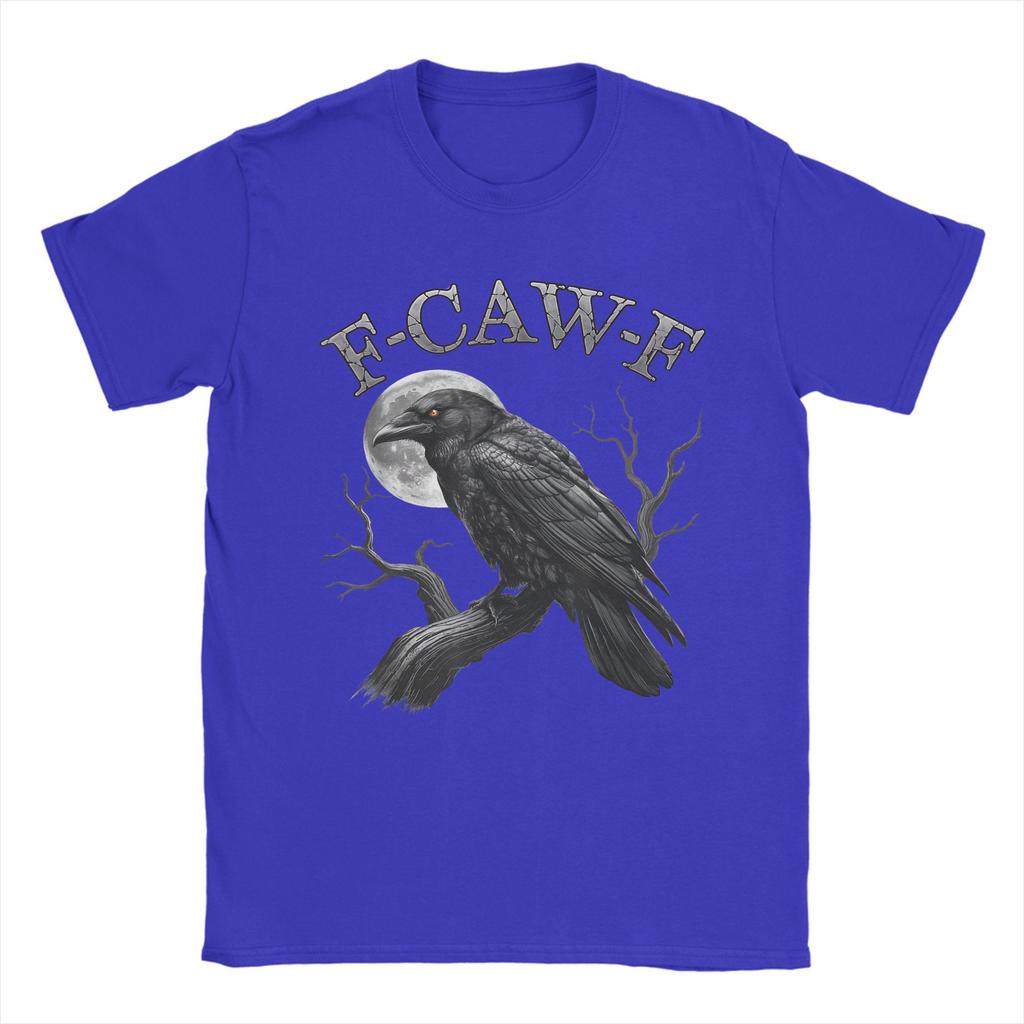 Black Crow F-Caw-F Funny Bird Men T Shirt Moon Gothic Humor Funny Tees Short Sleeve Round Neck T-Shirt 100% Cotton Graphic Merch