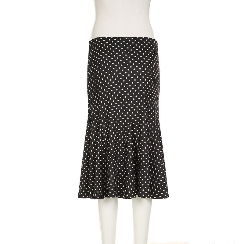 European & American Summer Fashion: New French Polka Dot Midi Fishtail Skirt