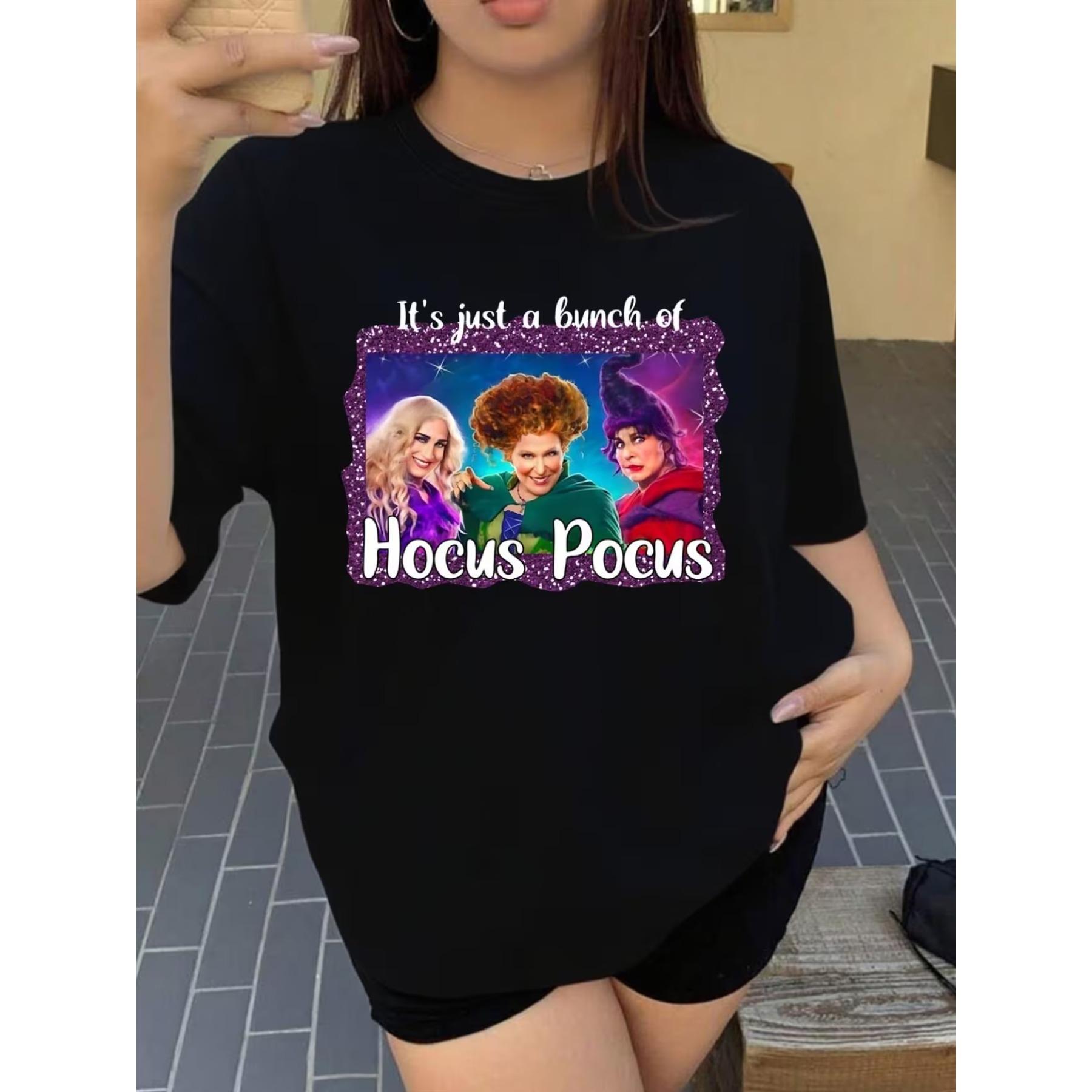 

WomenS Hocus Pocus Movie T-Shirt - Sanderson Sisters Magical Graphic Tee, Black Crew Neck Casual Top XXL чорний