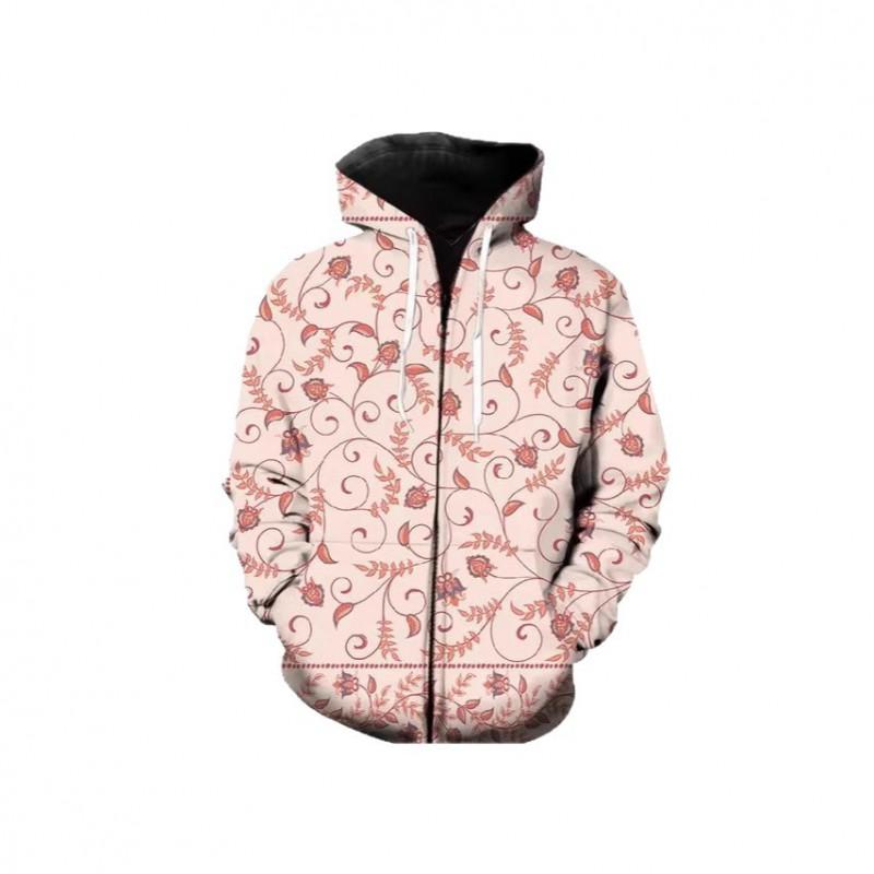 3D Digital Print Hooded Zip-Up Oversized Casual Sweatshirt Men Loose Fit Streetwear