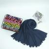 Trendy Women Plain Plaeted Chiffon With Rope Convenient Hijab Wrap Solid Color High Quality Muslim Head Scarf