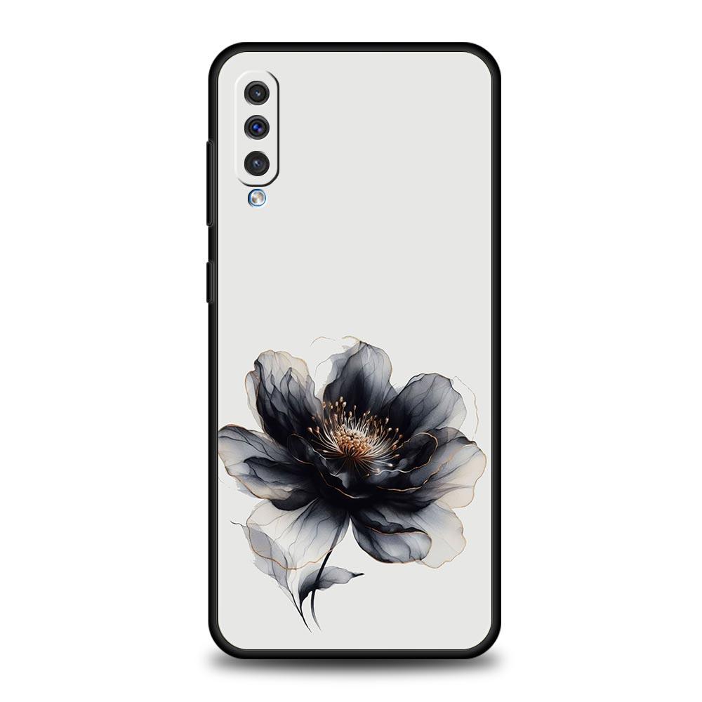 Phone Case For Samsung A56 A36 A26 A24 A12 A14 A16 A50 A70 A20E A10S A22 A40 A34 A54 A42 A52 5G A04s A06 Cover Ink Wash Flower