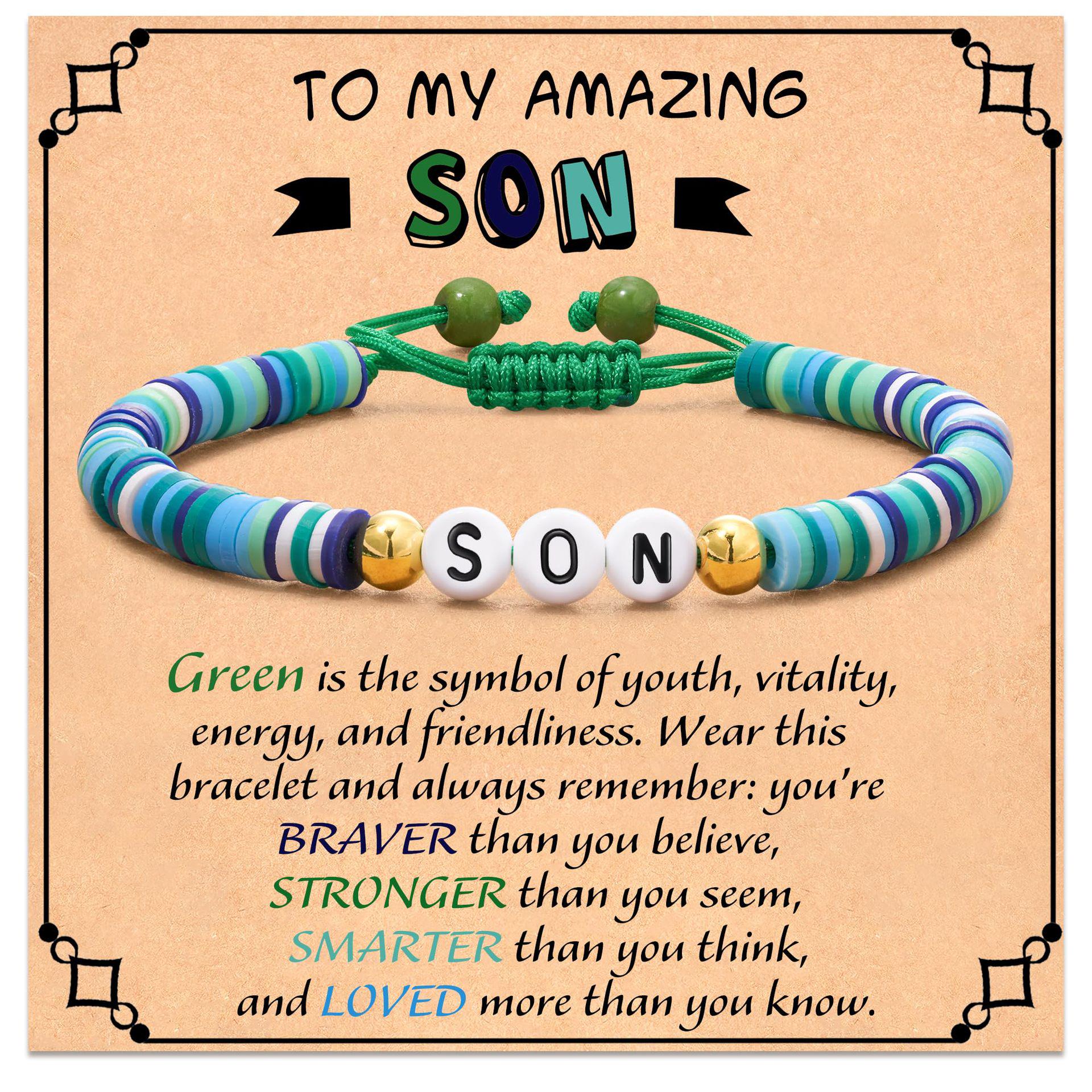 Colorful Soft Clay Heart Bracelet with Letters BIGBRO SON NEPNEW