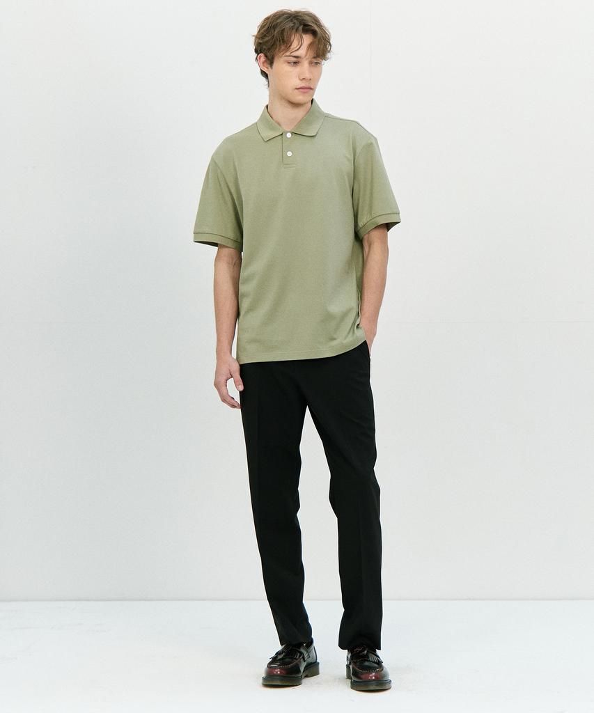 BASIC HOUSE Tr Spandex Loose Tapered Hidden Banding Slacks Lzpt3102