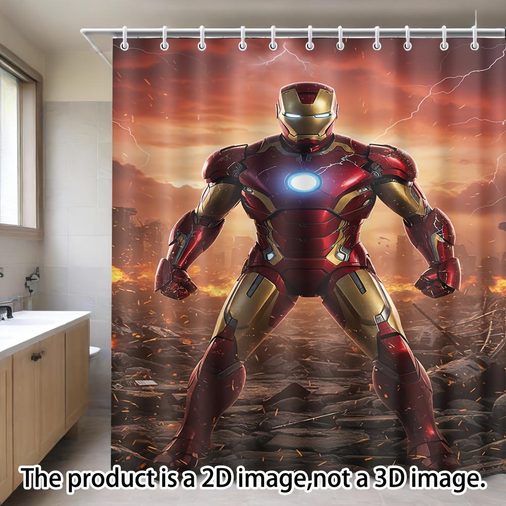 Spider-Man On Technical Blueprint Waterproof Shower Curtain For Superhero Bathroom Decor
