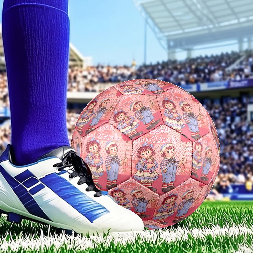 Raggedy Ann And Andy Adventure Size 5 Soccer Ball, Suitable for Training and Matches, High-Elasticity, Wear-Resistant Material Gift for Fan