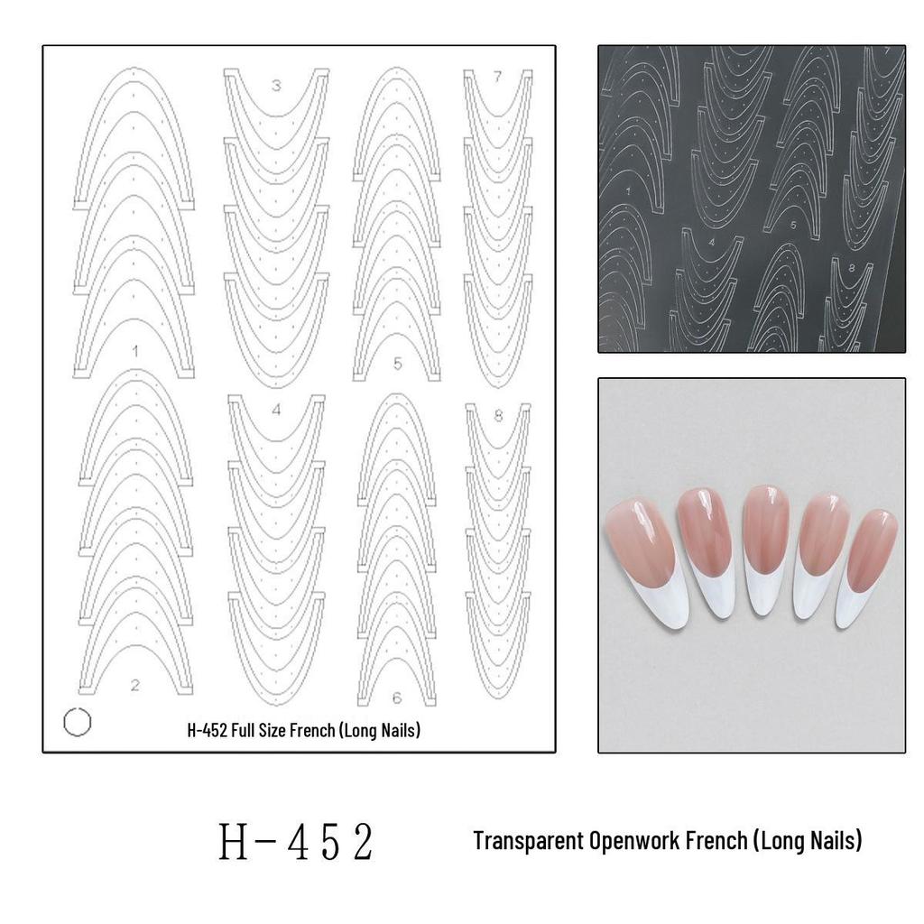 Ultra-Thin Transparent French Nail Art Templates - Hollow Stickers with Pat-on Glue