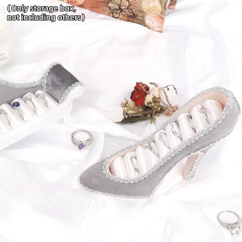 High Heel Velvet Jewelry Ring Holder Exquisite Display Stand Decorative Wedding Gift for  Bedroom Decor