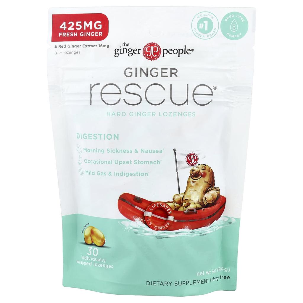 The Ginger People, Ginger Rescue®, Hard Ginger Lozenges, 30 Individually Wrapped Lozenges