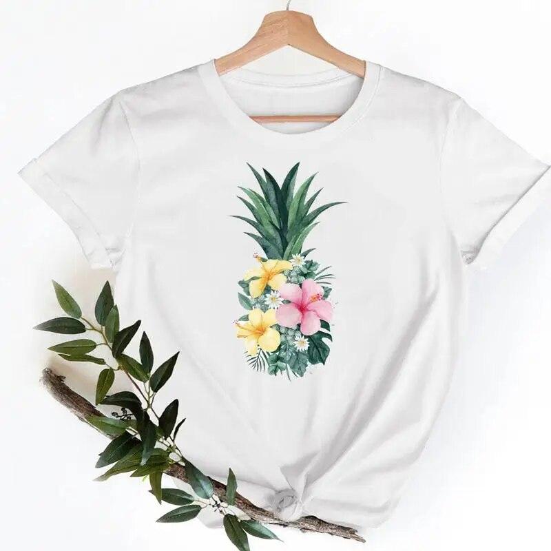 Tee Shirt T Fish Watercolor Printing Women Casual Fashion Tshirt Top Female Lady Clothes Short Sleeve Graphic T-shirts