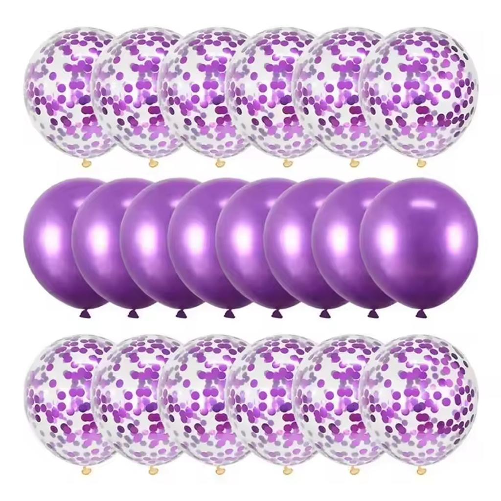 12inch Metal Colored Balloon with Confetti Balloon Set, Suitable for Weddings, Birthdays, Themed Parties, Pre Wedding Parties