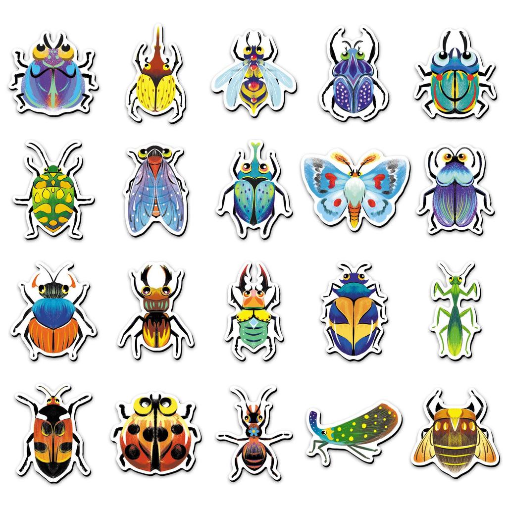 Set of 20 Cartoon Insect Refrigerator Magnets – Colorful, Cute, Waterproof, Creative Magnetic Stickers.