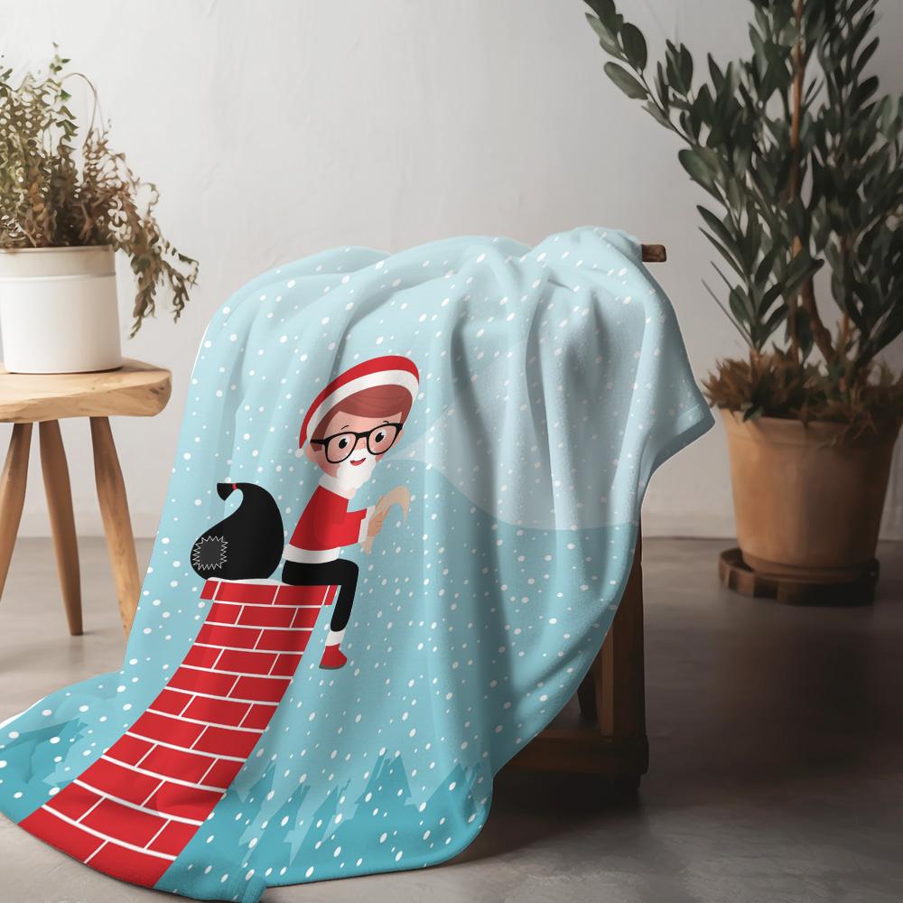 

Christmas Santa Claus Blanket Flannel Throw Cozy Warm Holiday Home Decor Gift Festive Dorm Room Decoration 75x90cm