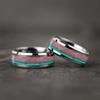 Fashion 8mm Men Stainless Steel Ring with Turquoise and Pink Abalone Shell Inlay Rings for Men Women Wedding Jewelry Drop Ship