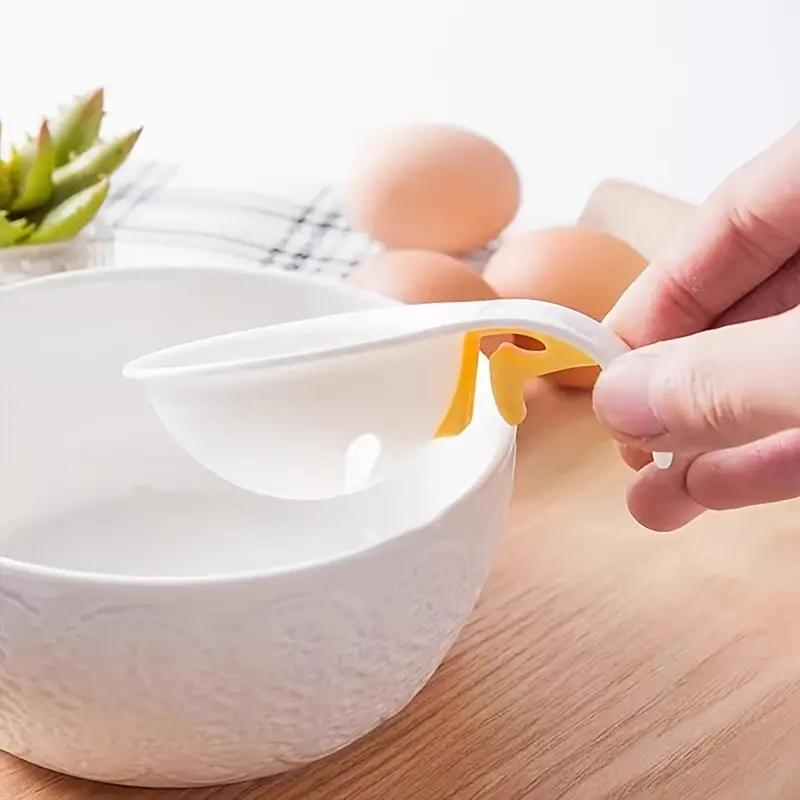 Easy-Clean Egg Yolk Separator with Silicone Grip - Durable White Plastic, Perfect for Cooking & Baking