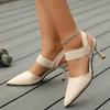 Fashion Women's Fashion Sexy Thin High Heeled Shoes Ankle Strap Empty Slingbacks Shoes Luxury Brand Pointed Toe Leather Shoes Zapatos