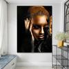 African Woman Art Black And Gold Portrait Canvas Paintings Poster Print Wall Art Picture Home Decor For Living Room Frameless
