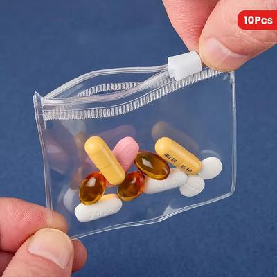 10pcs Pill Pouch Bags Zippered Pill Pouch Reusable Clear Pill Bags Self Sealing Travel Medicine Organizer Storage