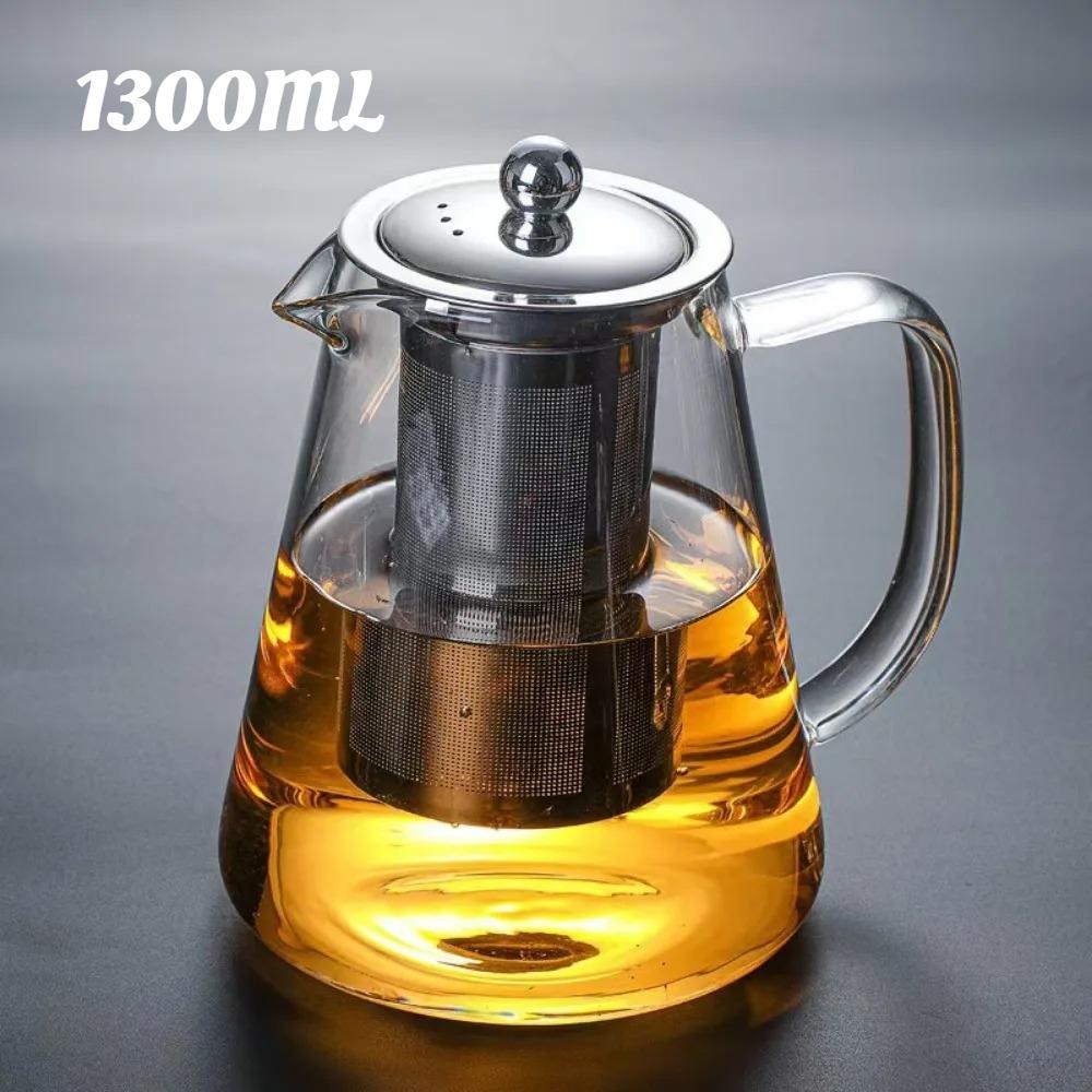 Induction Compatible Glass Teapot 1 Pc Heat Resistant Borosilicate With Stainless Steel Infuser For Daily Kung Fu Tea Brewing