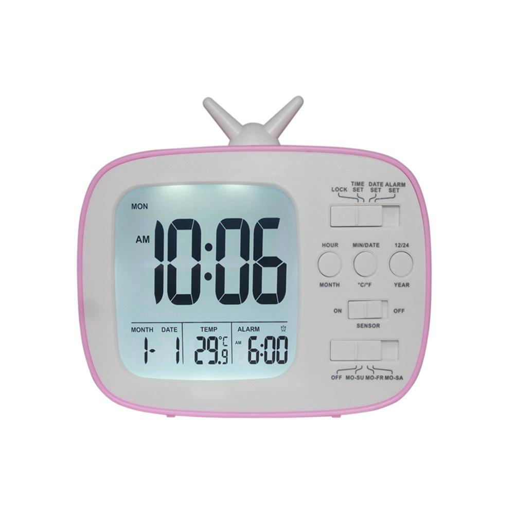 

Cute Alarm Clock Multifunctional Bedside Battery Child Alarm Clock Bedroom Office Decoration Red#0