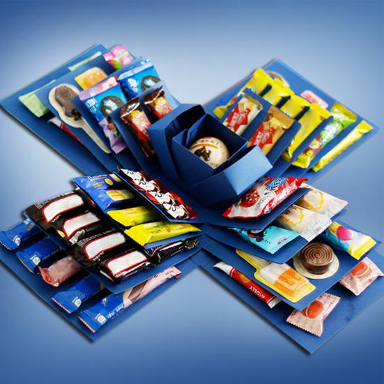 Explosion Gift Box 5-Layer Snack Explosion Box DIY Scrapbooking Box for Anniversary Birthday Valentine's Day Wedding Gift