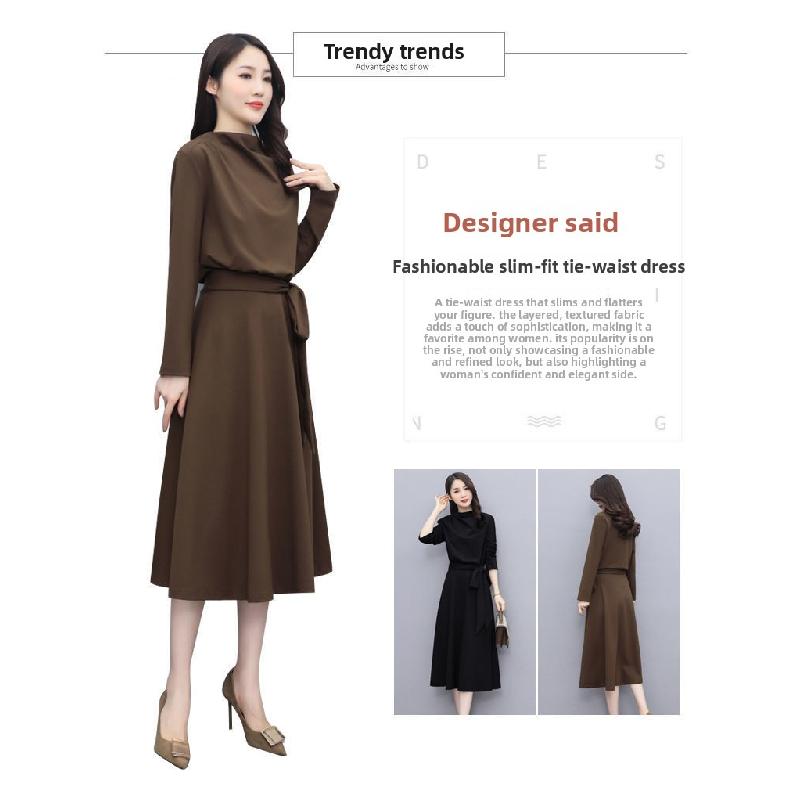2026 Spring and Autumn New Casual Dress for Women, Elegant Slim-Fit Waist-Cinching Dress