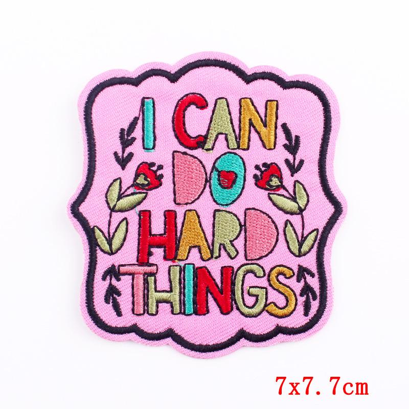 Cartoon Letters Applique Iron On Patches On Clothes Phrase/Text Embroidered Patches For Clothing Stickers Sewing Fusible Badges