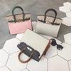 New color matching platinum bag first layer cowhide o fashionable shoulder portable commuter women's bag casual leather bag