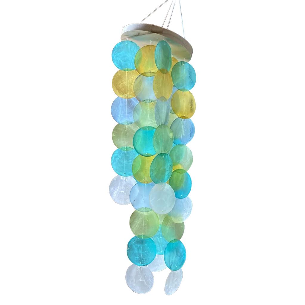 Elegant Colored Capiz Shells Wind Chimes Hanging Pendant for Patio or Garden Decoration Adds Serenity To Any Space