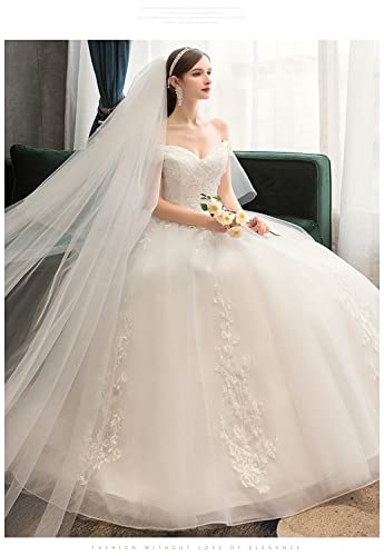 [Housaku Co., Ltd.] Wedding Dress, A-line, Off-shoulder, Lace-up, Layered Skirt, Floral Embroidery, Bridal, Concert, Master of Ceremonies, Recital, Pe