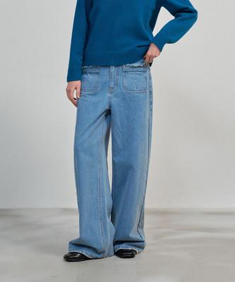 HANE Low Pocket Wide Denim Pants_Medium Blue