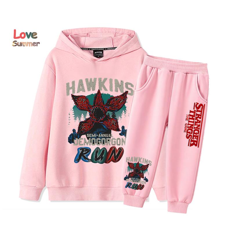 2025 Günstige Beliebte Neuerscheinungen für Jungen Mädchen Lässige Stranger Things Kleidung Grafiken Alltagsstil Herbst Winter Kapuzenpullover Trainingsanzug