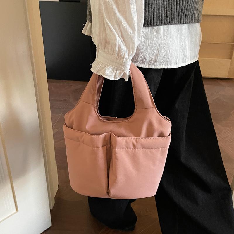 Multi-Color Fabric Handheld Tote Bag Lightweight Spacious Casual Daily Use Bag
