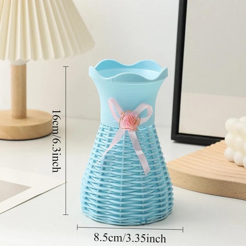 Moderne Plastik-Blumenvase Wasserwellen-Blumentopf 1/2 Stück Körbe Ästhetische Raumdekoration Wohnzimmerdekorationen Ornamente Jarron