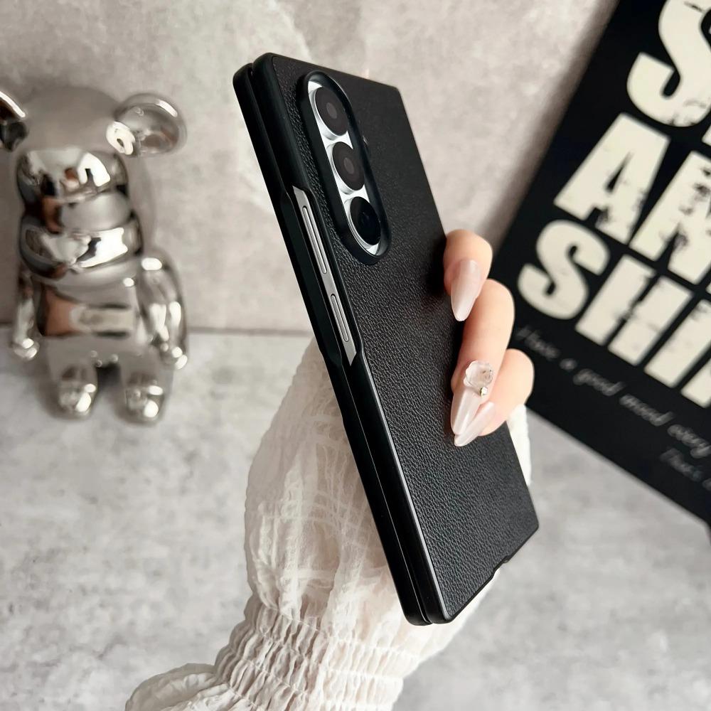 Luxury Business Sle Prom Leather Phone Case for Samsung Galaxy Fold 7 6 5 4 3 High Quality Carbon Fiber Shockproof TPU Protect Cover
