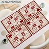 4pcs Christmas Placemats Set - Non-Slip Easy-to-Clean Linen Place Mats with Festive Snowflake and Reindeer Design