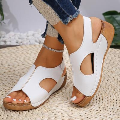 Mode Neue Beliebte Damen Kontrastfarbene Keilsandalen Sommer Peeptoe Rutschfeste Strandschuhe Frau Bequeme Plateau Römersandalen