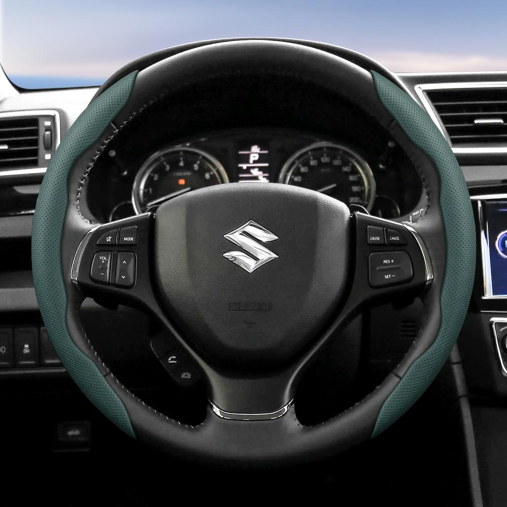 Suitable for Suzuki Breathable Hole Leather Steering Wheel Cover Segmented Quick Release Design Anti-Slip and Durable Swift 2011 Sx4 Grand Vitara