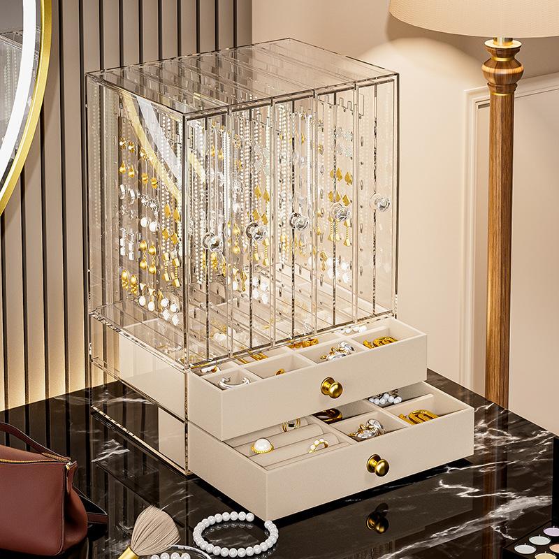 Organizador de Almacenamiento de Joyería de Acrílico Transparente de Lujo con Múltiples Cajones