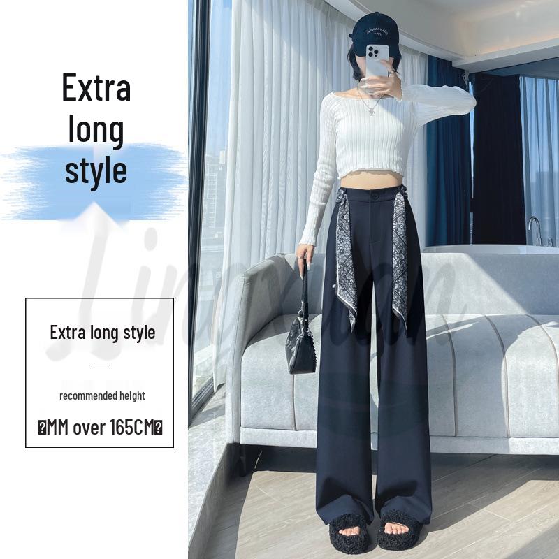 Women s High-Waisted Dark Blue Wide-Leg Pants - Autumn 2026 Collection, Casual Loose Fit. S